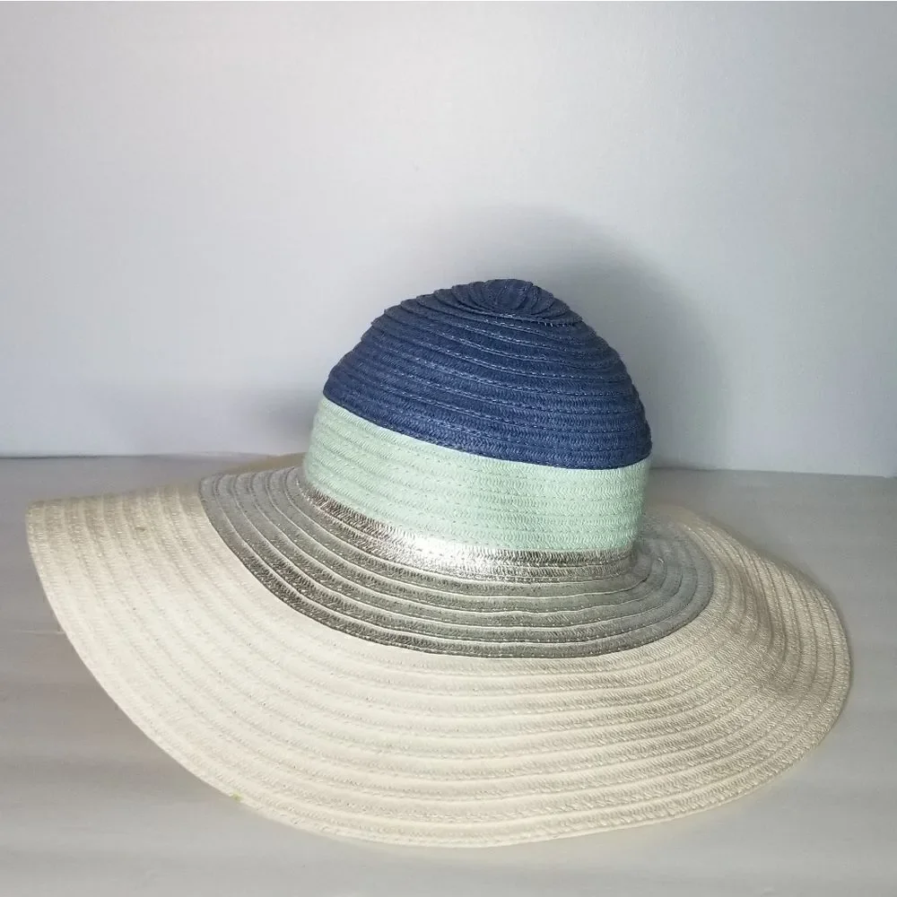 Sun Hat Women's large shade brim blue one size adjustable vacation beach